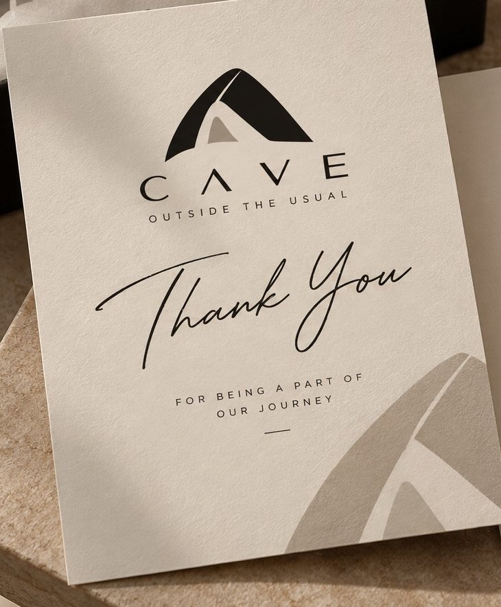 CAVE thank you card